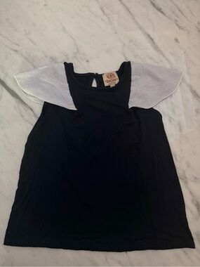 American Threads Navy Girls Fluffer Sleeve Top Size 6X